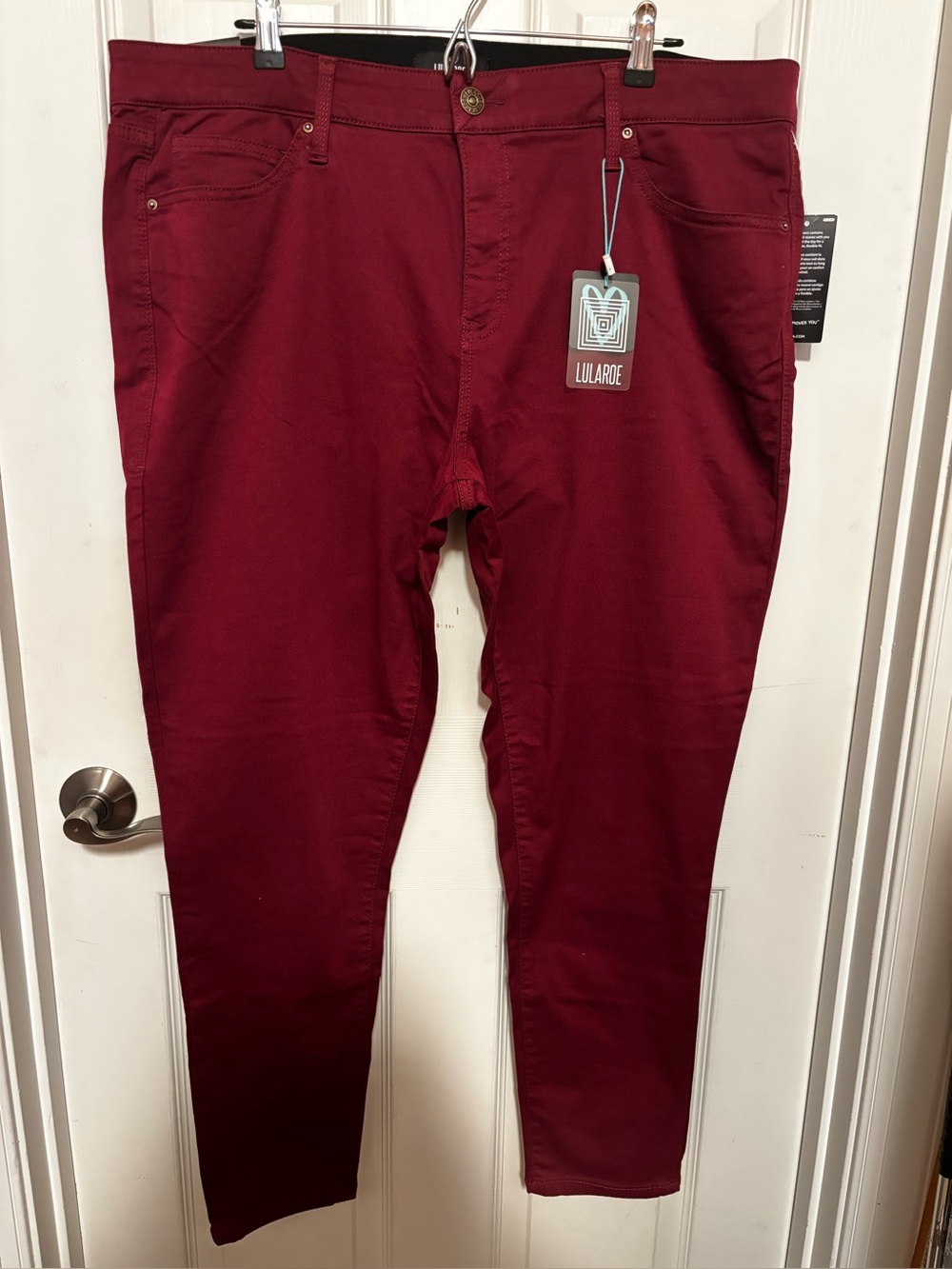 Lularoe NWT Dark Red Wine Skinny Denim Pants Jeans size 40